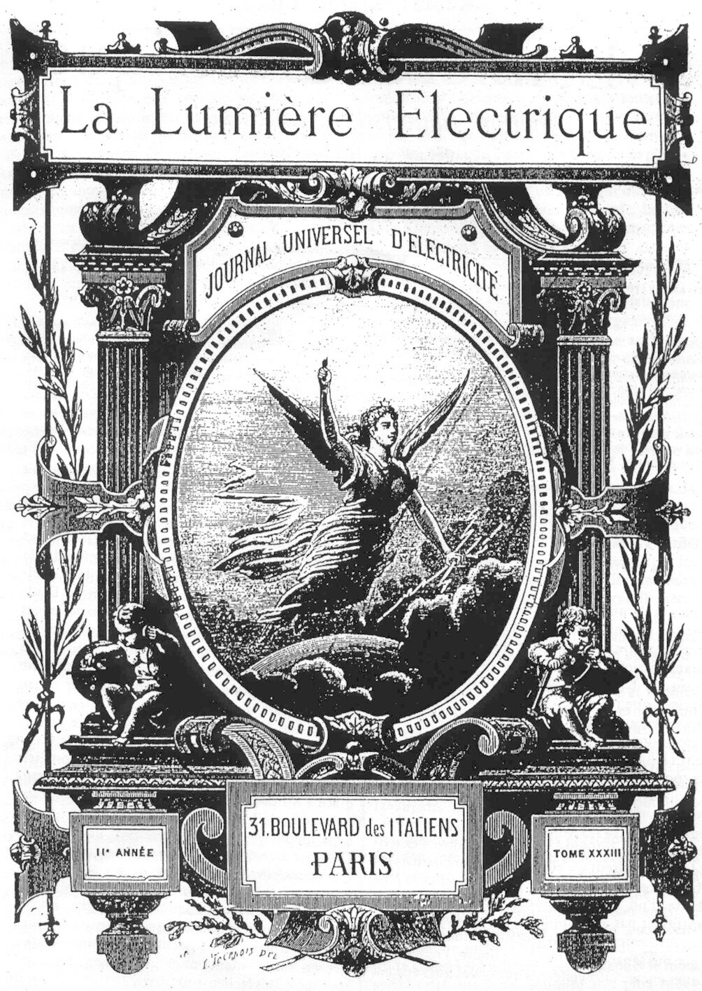Fada elétrica na capa da revista Lumière-Electrique, 1887
