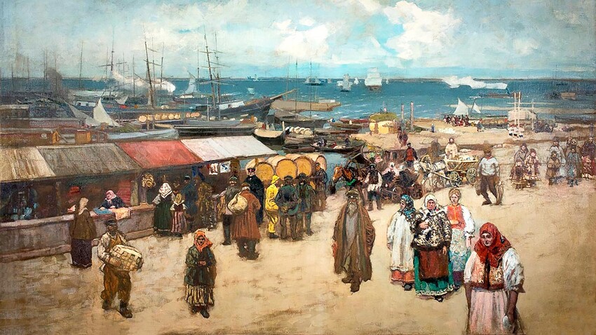 Пијаца на пристаништу у Архангелску. 1896, Константин Коровин
