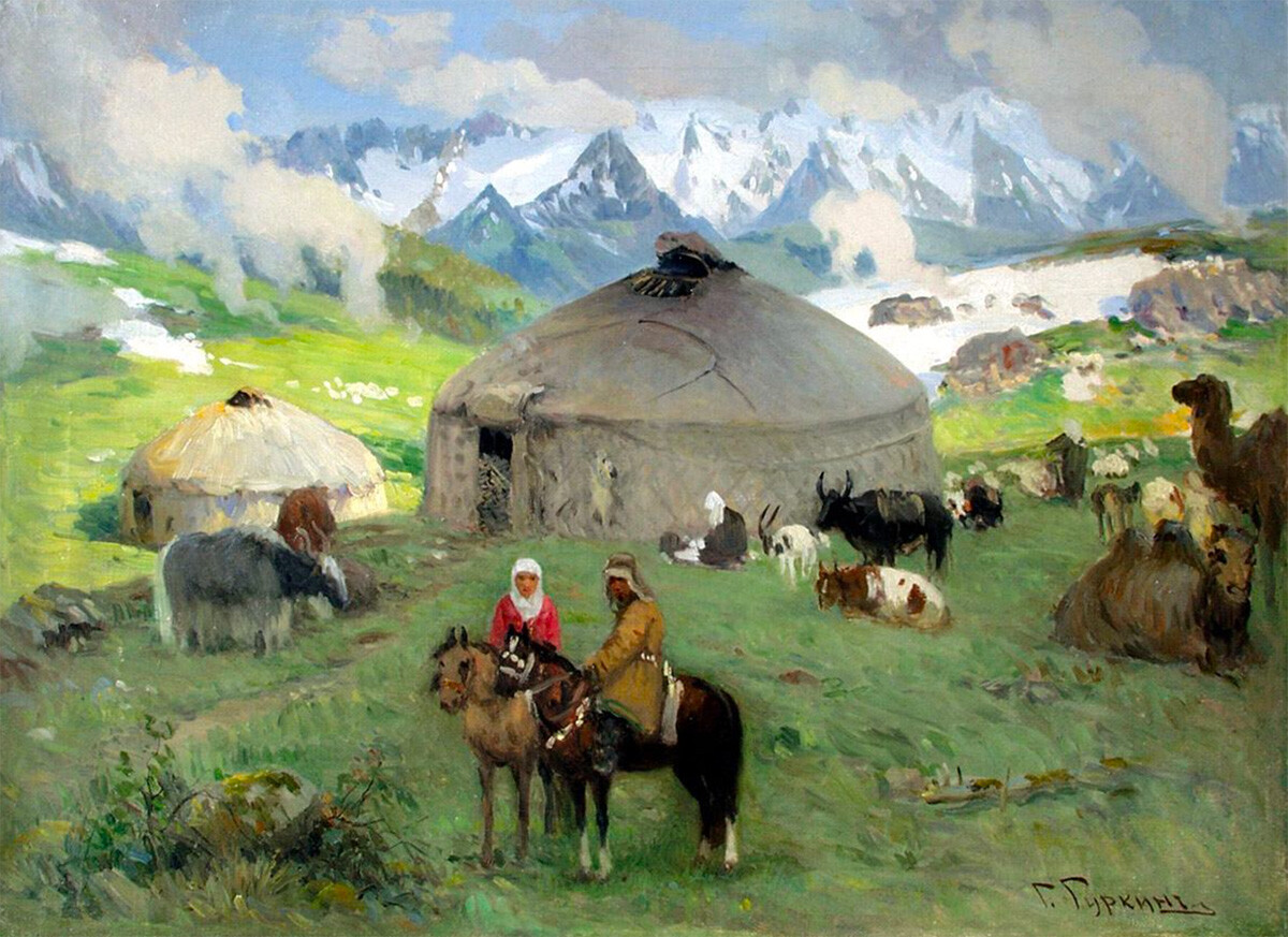 Кочевье в горах Алтая, 1920-е г.