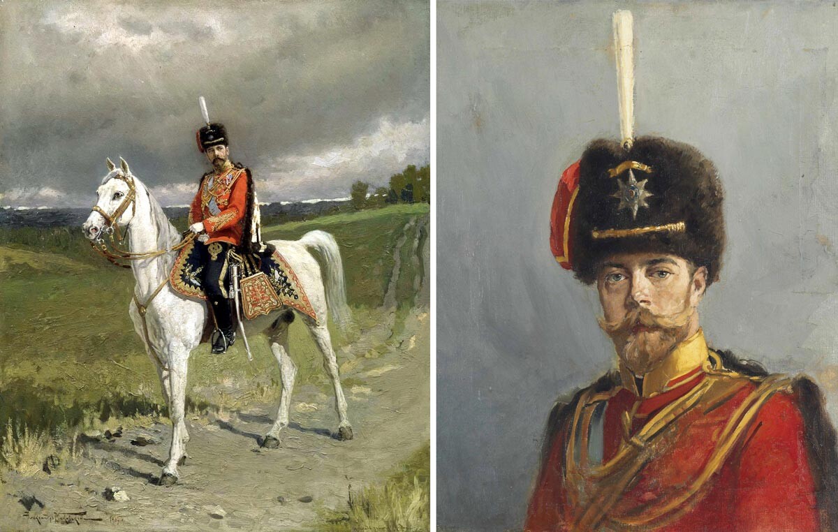 Alexander Makovski. Retrato del emperador Nicolás II y un estudio para el mismo, 1907


