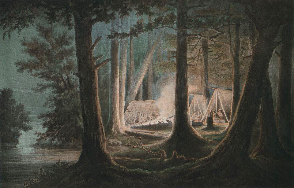 Pernoite na floresta ao longo da Rodovia Okhotsk, 1856. Leopold Nemirovski
