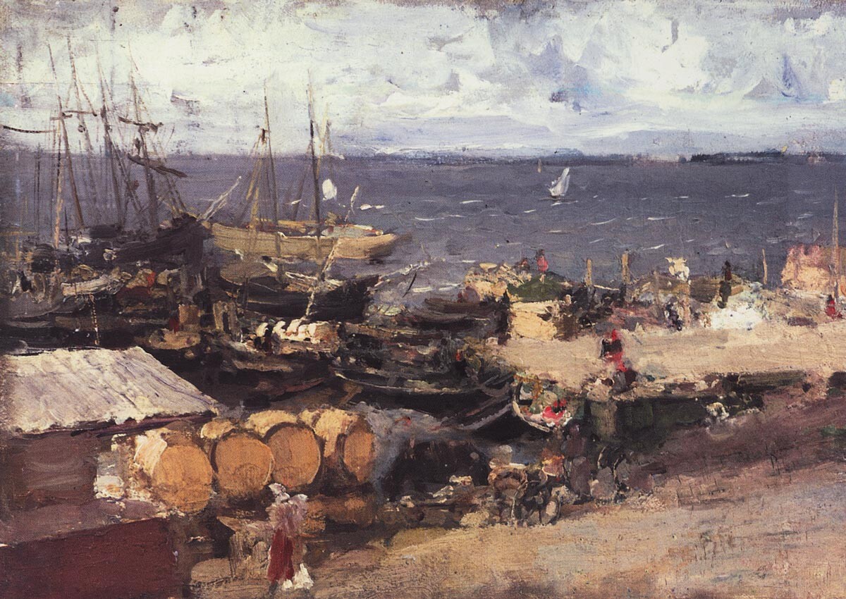 Arhangelsko pristanišče na reki Dvina. 1894, Konstantin Korovin 