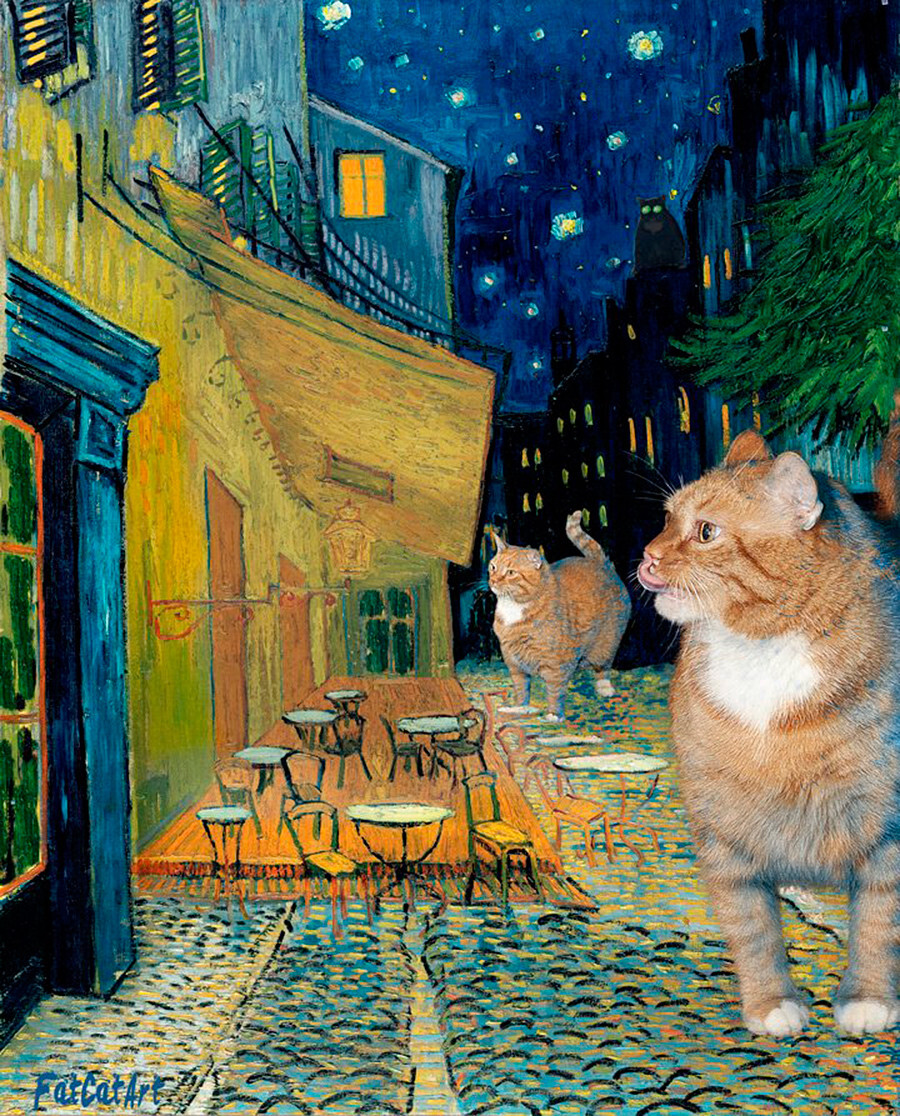 Винсент ван Гог, „Џиновске мачке у ноћној посети кафићу током карантина“