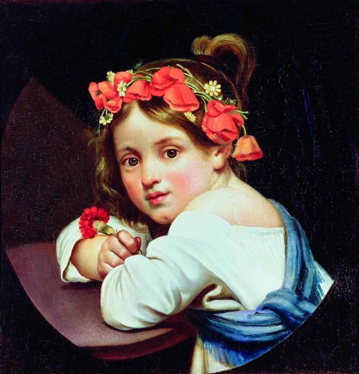 Fillette à la couronne de coquelicots et œillet à la main (1819), Orest Kiprenski 