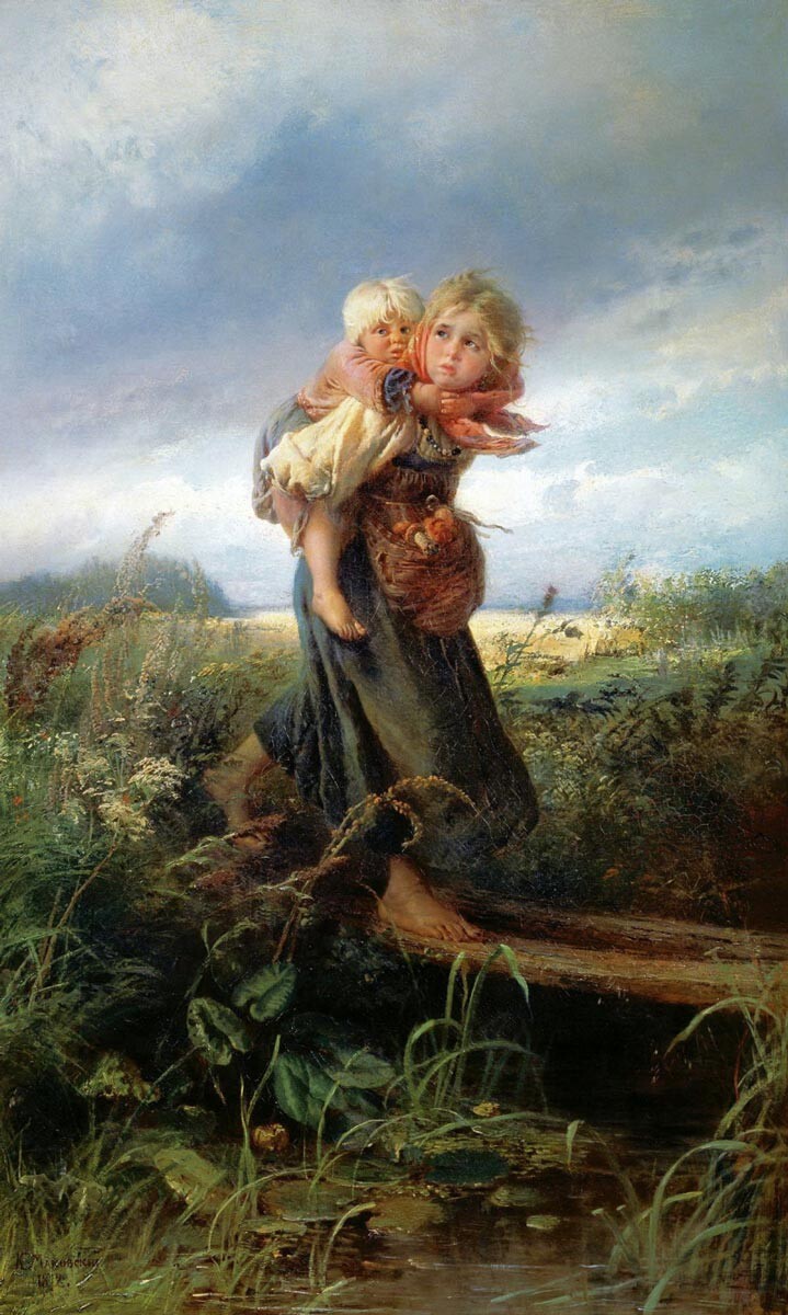 Enfants fuyant l’orage (1872), Constantin Makovski 