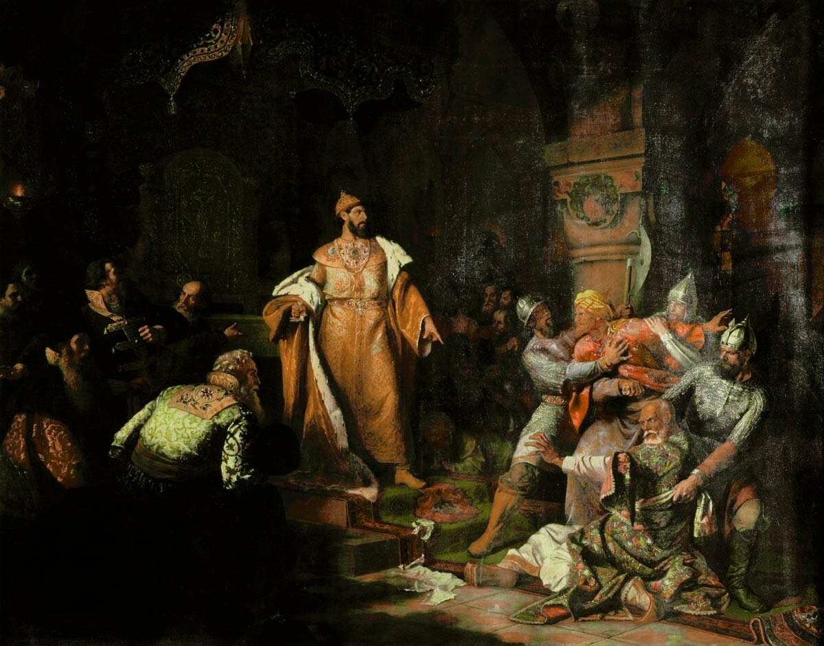 Иоанн III свергает татарское иго, разрывает ханскую грамоту и приказывает умертвить послов, 1862