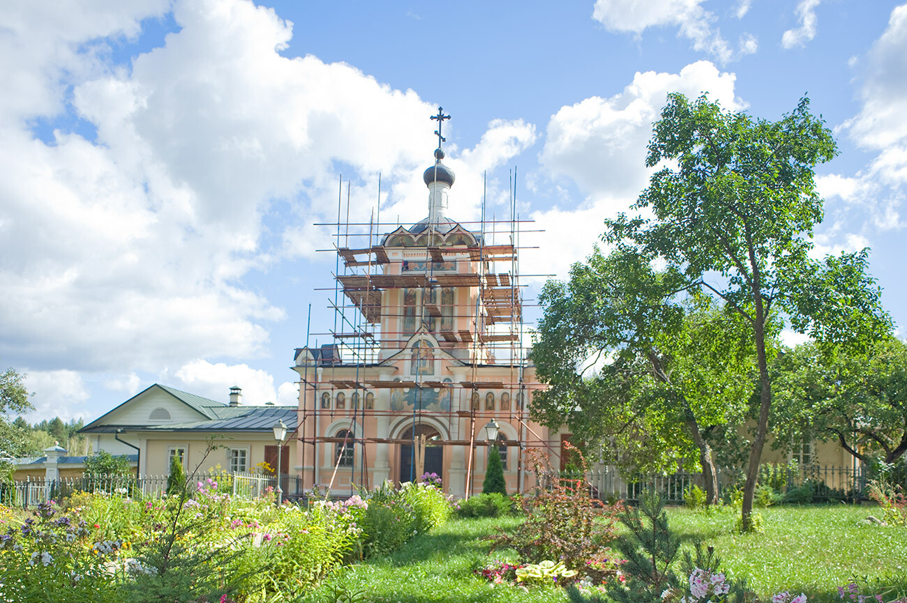 Optina Pustyn, John the Baptist Retreat (skete). Bell tower over Holy Gate, south view. August 23, 2014