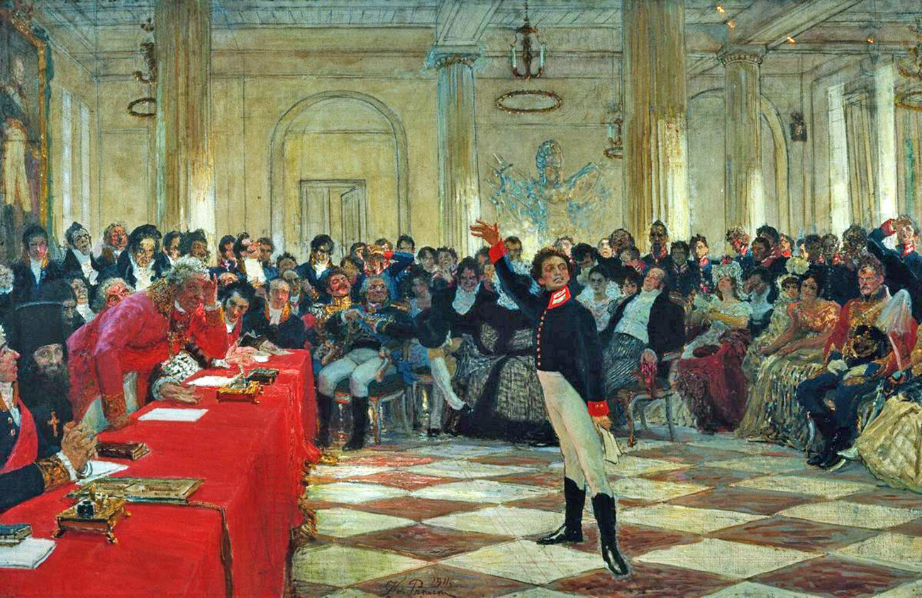 Ilja Repin. Pushkin sostiene un esame al Liceo, 8 gennaio 1815 (1911)
