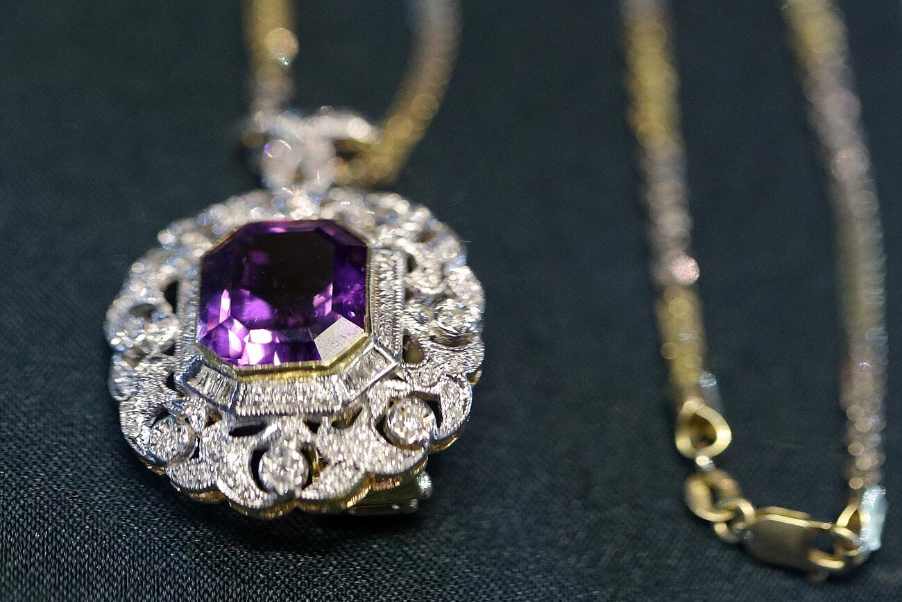 This necklace with amethyst belonged to the popular Russian folk singer Ludmila Zykina.