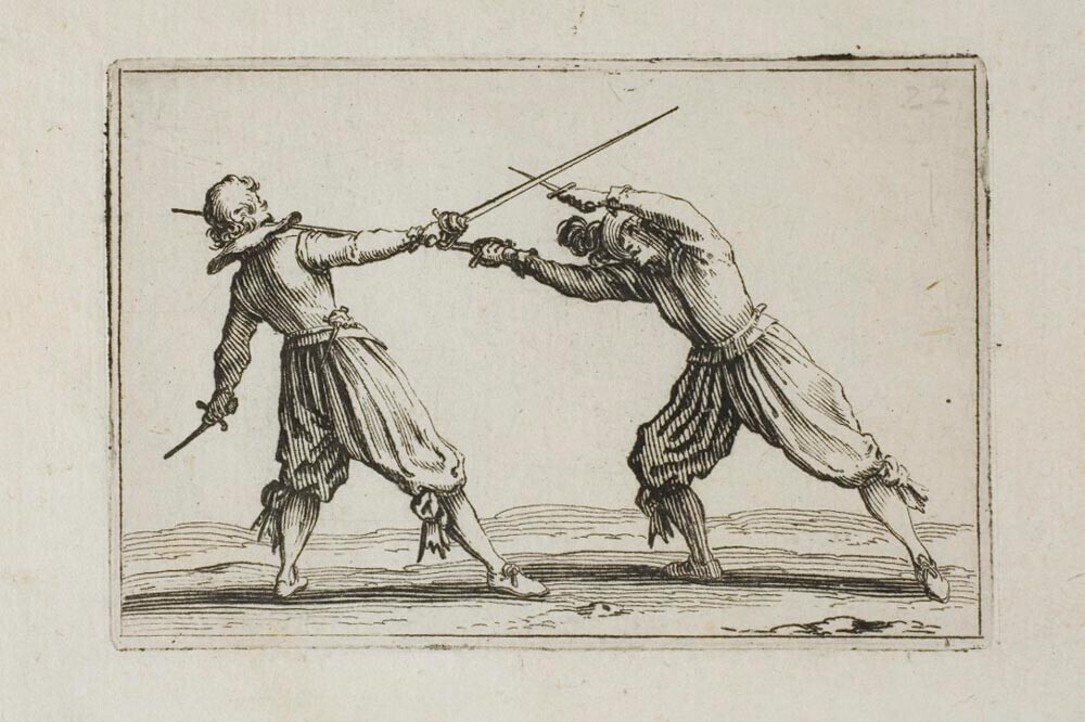 Ilustracija iz knjige o mečevanju Francesca Fernanda Alfierija
