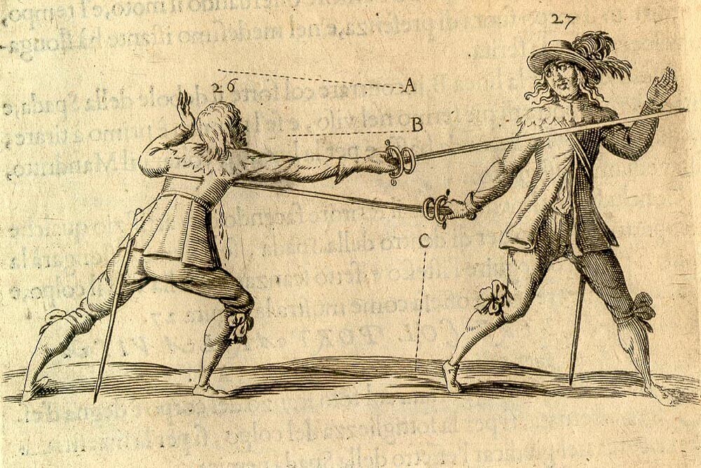Mečevanje z mečem, Jacques Callot, 1617
