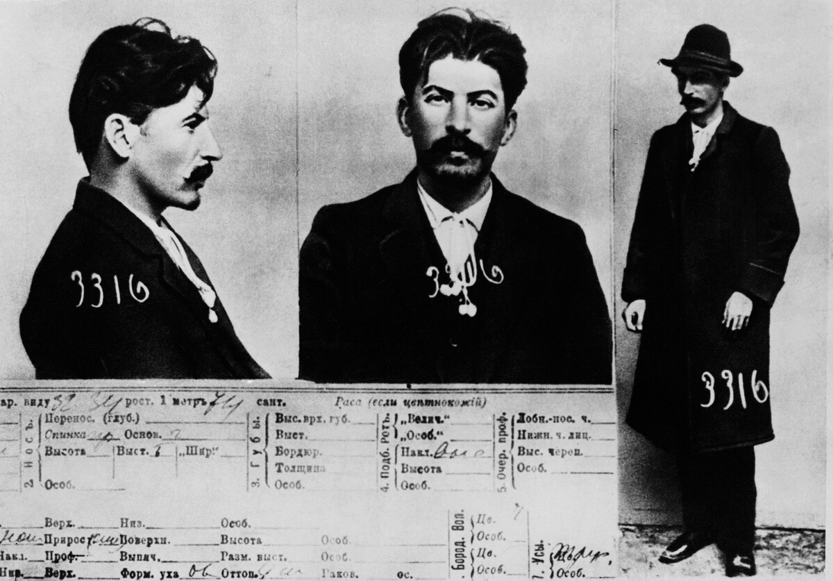A mugshot of young Joseph Stalin.