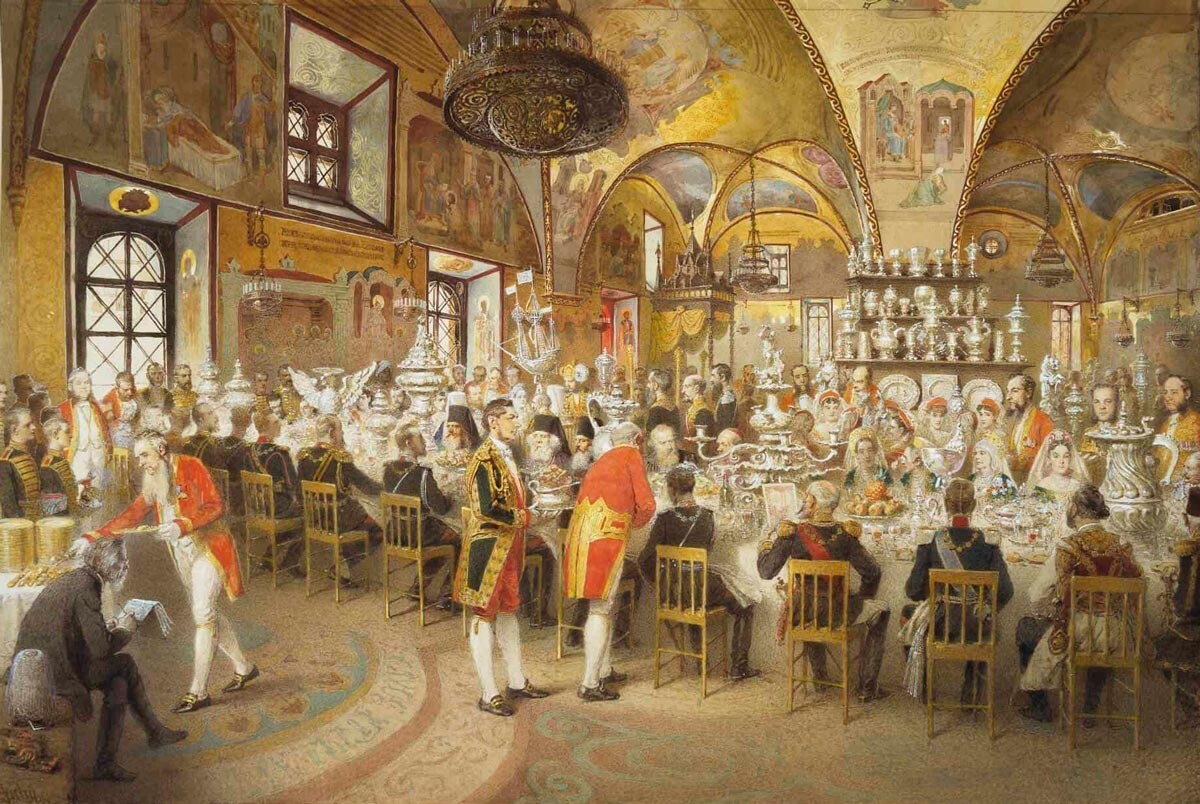 Михай Зичи. Тържествена вечеря във Грановитата зала, 1883 г. 