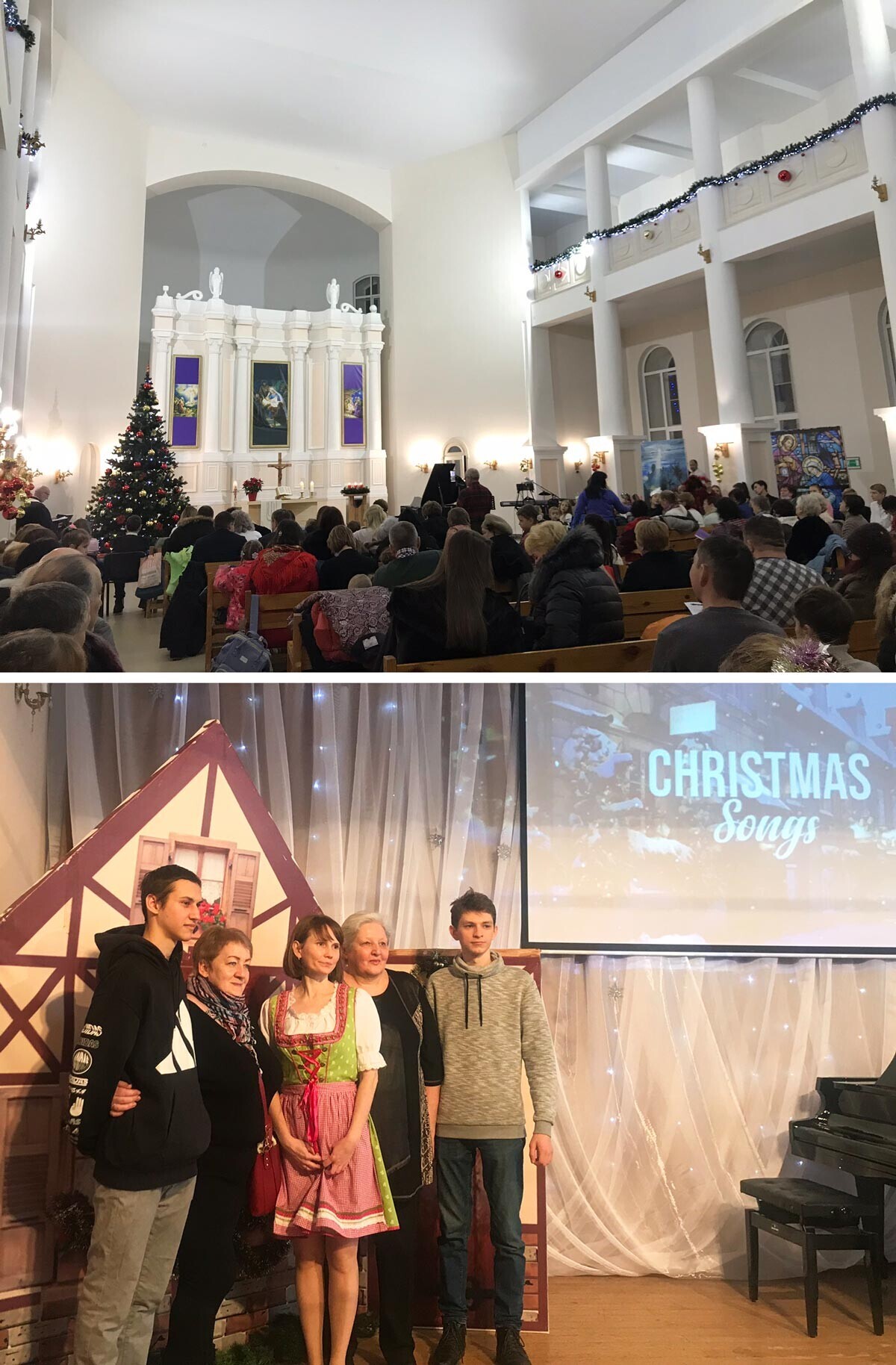 Celebração de Natal na igreja luterana de Marks e no centro russo-alemão Engels (subúrbio de Saratov).
