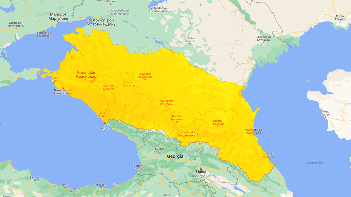 The North Caucasus is the is a subregion of Russia located between the seas. 