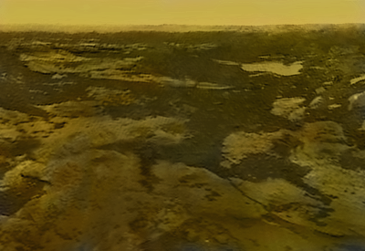 Imagen del suelo de Venus tomada por la Venera 10 y coloreada por Don P. Mitchell.