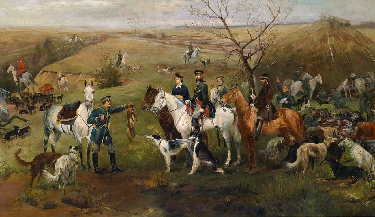  

Александар III и царицата Марија Фјодоровна во лов на лисици

