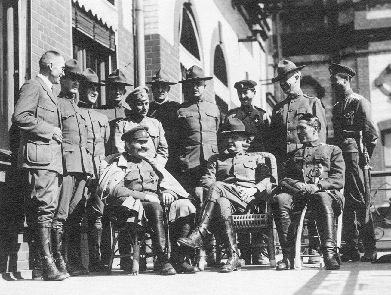 Ataman Semyonov with the representatives of the American expedition, Vladivostok, 1918.