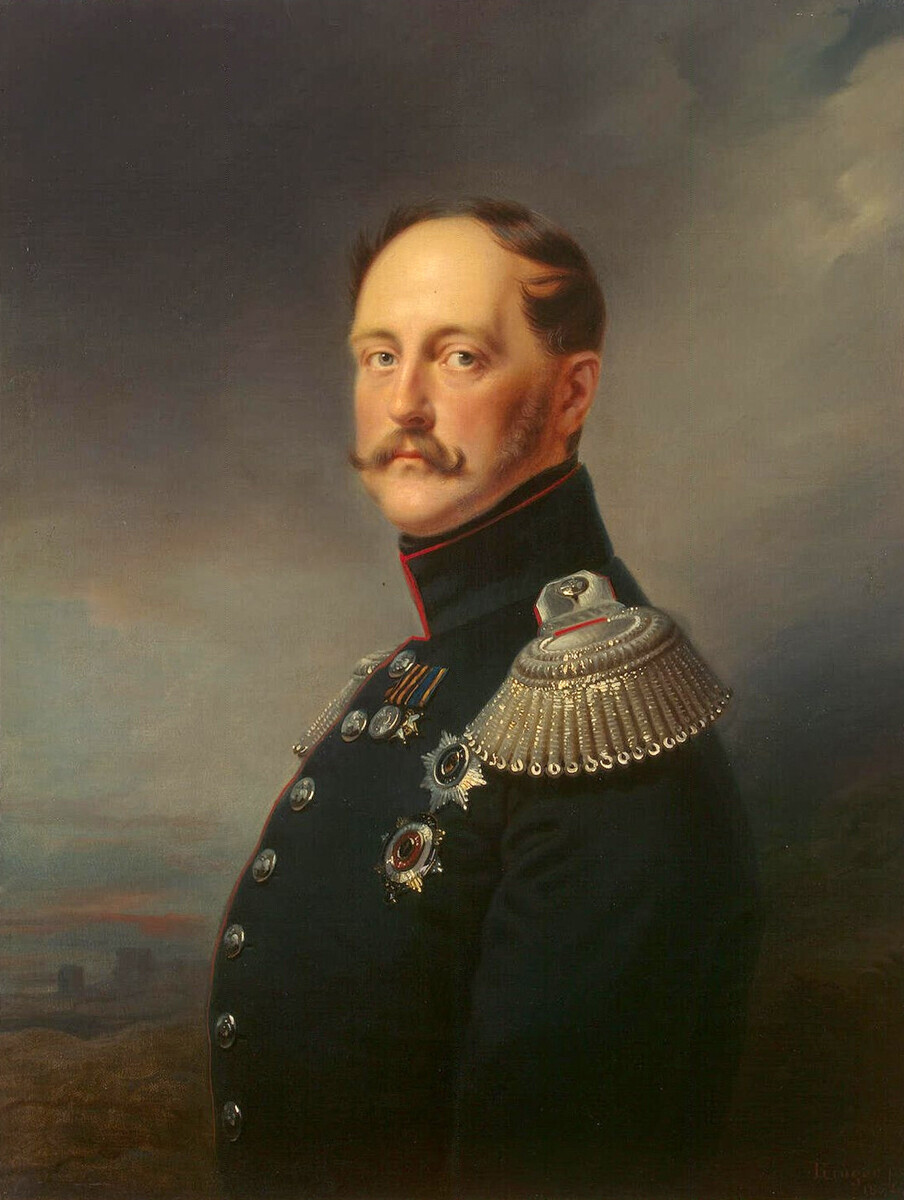 Retrato do Imperador Nicolau 1° pintado em 1852 por Franz Krüger.