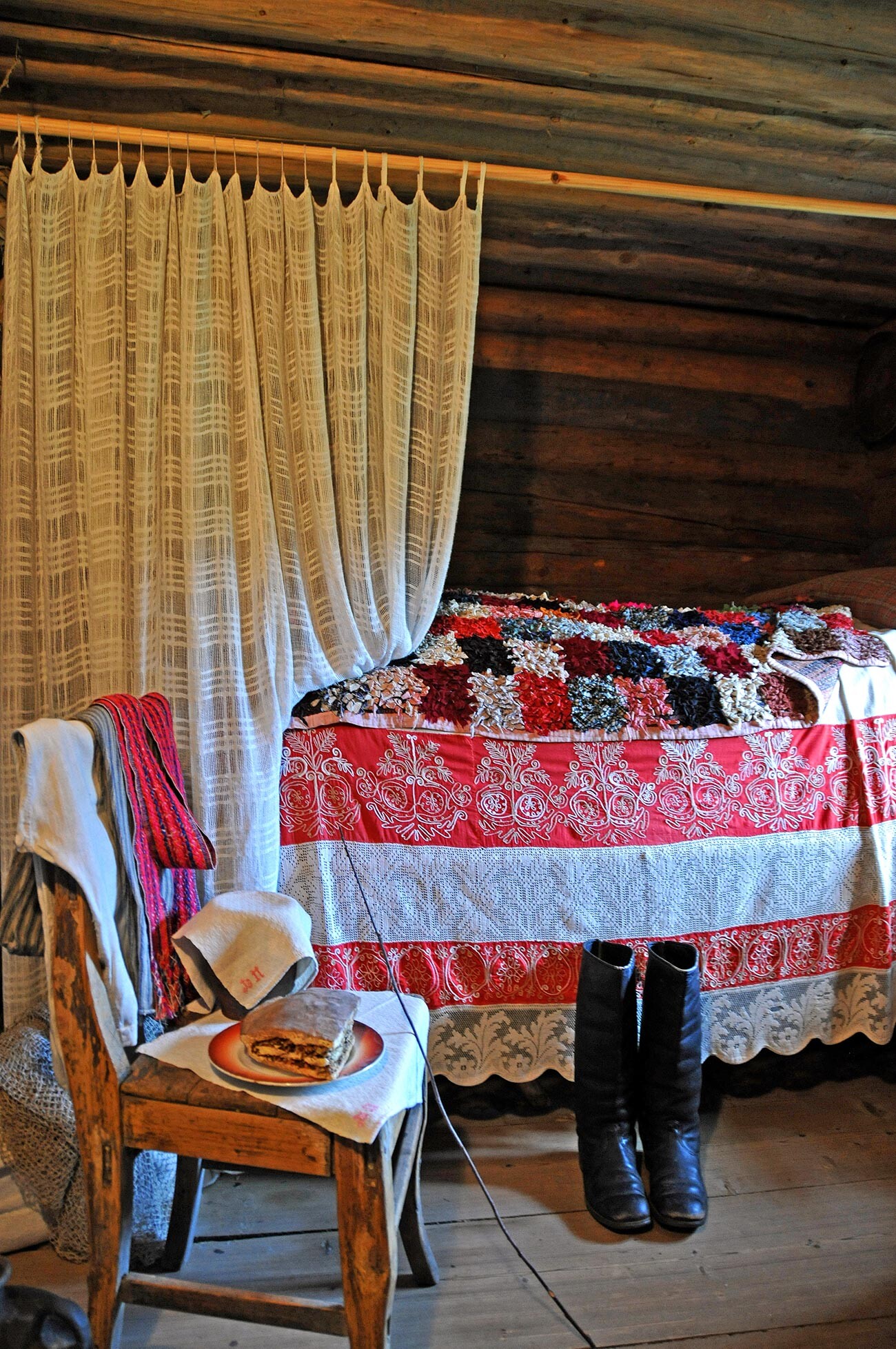 Patchwork quilt in a Russian house