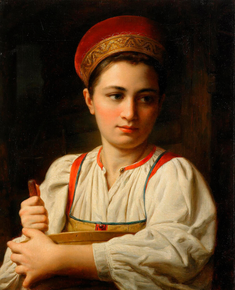 Artiste inconnu. Paysanne avec un kokochnik, XIXe siècle
