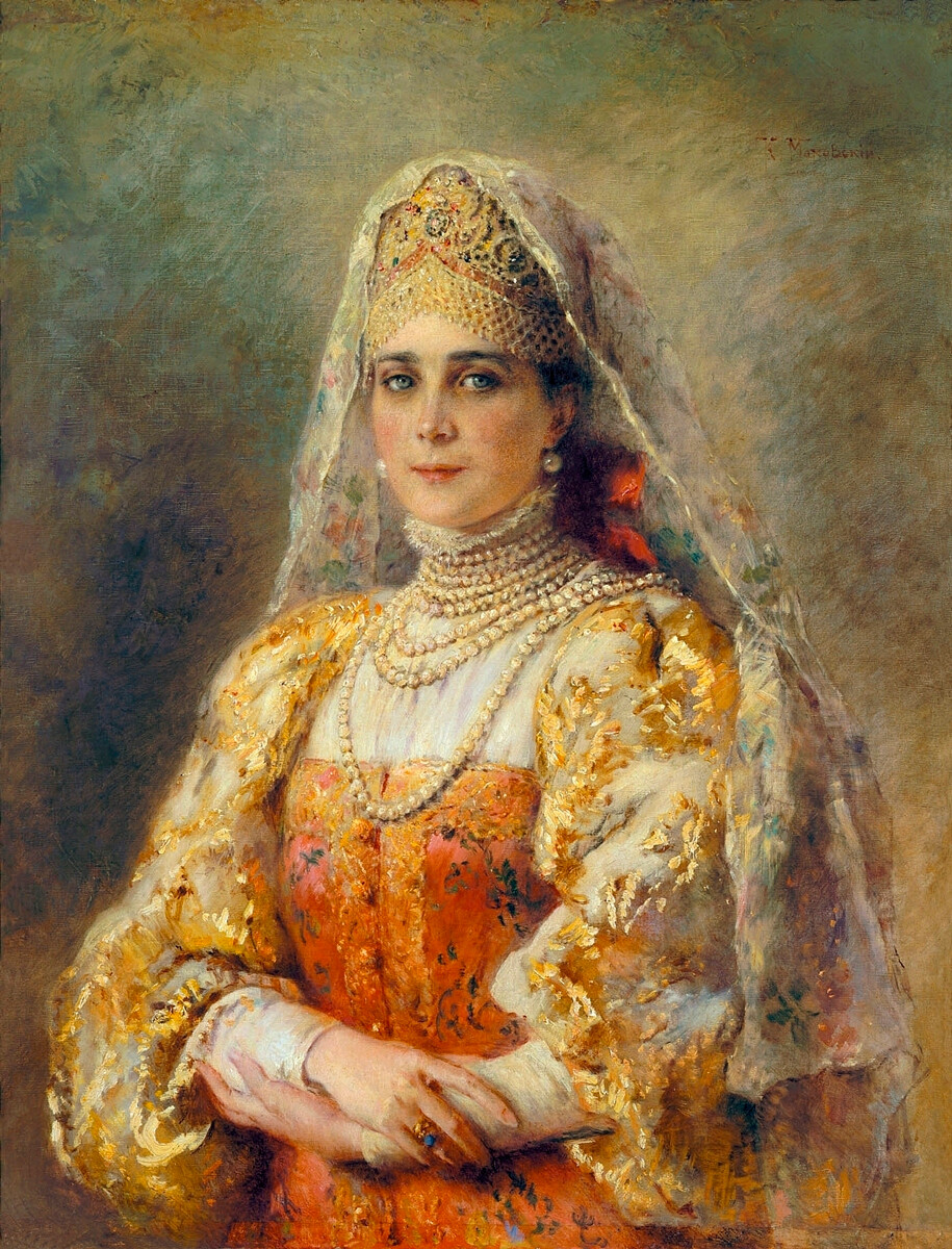 Constantin Makovski. Portrait de Zénaïde Ioussoupoff en costume russe, vers 1895
