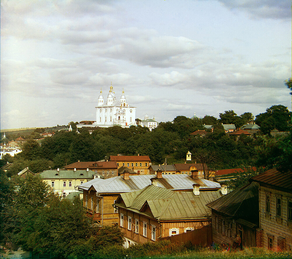 Вид на Кафедральный Успенский собор с Казанской горы. Смоленск, 1911 г.