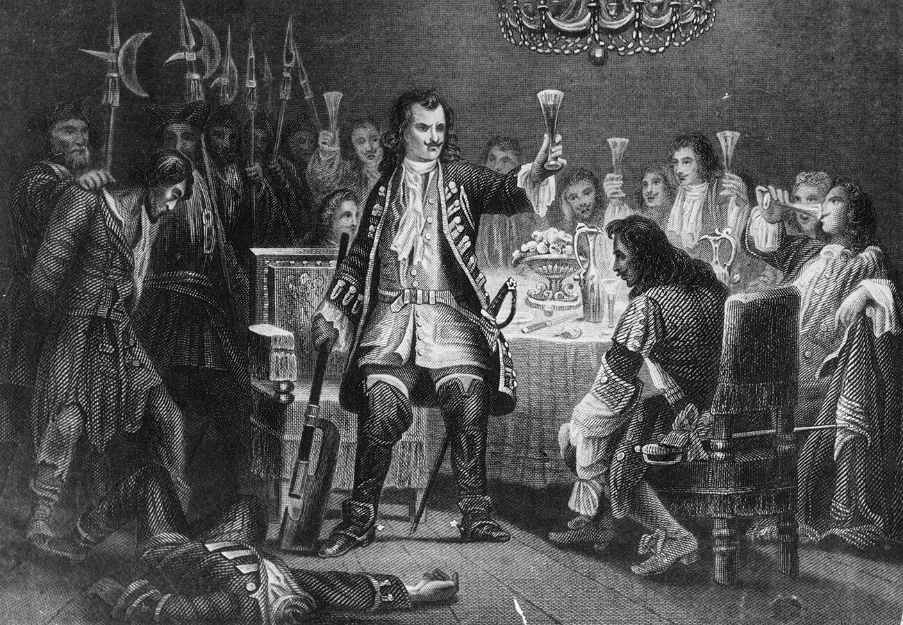 Peter the Great, raising a toast after beheading a Streltsy guard