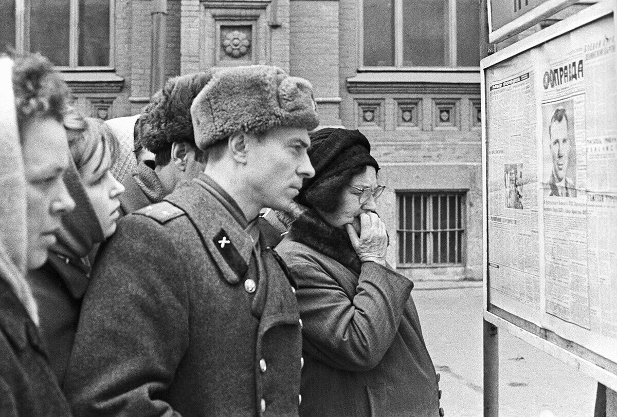 Вести за загинувањето на Гагарин и Серјогин, 29 март 1968.

