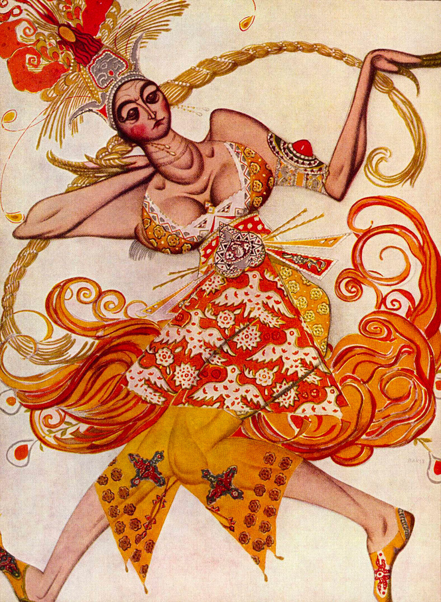 Леон Бакст. Эскиз костюма Жар-птицы, 1910