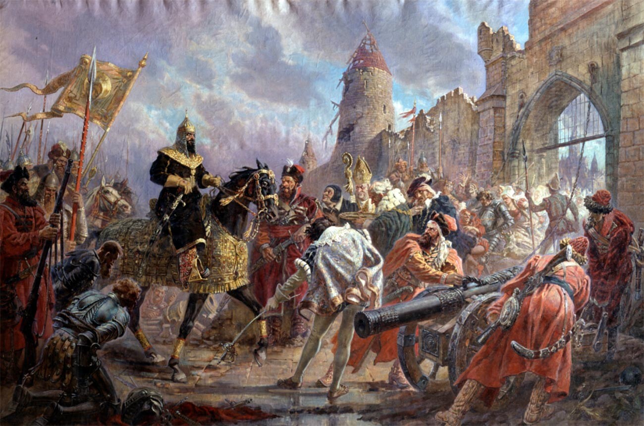 Ivan Grozni v Livoniji (Ivan Grozni zavzame livonsko trdnjavo Kokenhausen)