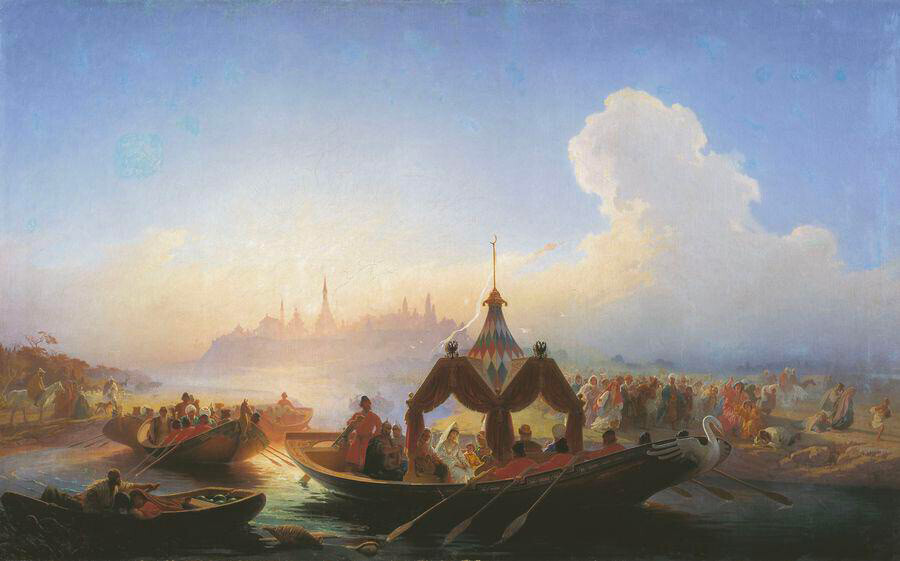 Siuiumbike capturada deixando Kazan. Pintura de 1870 feita por Vassili Khudiakov.
