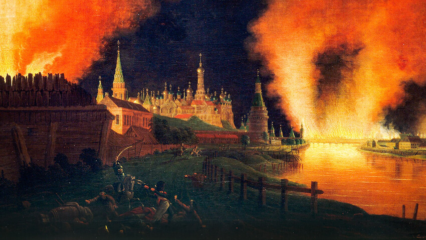 Incêndio de Moscou em setembro de 1812.

