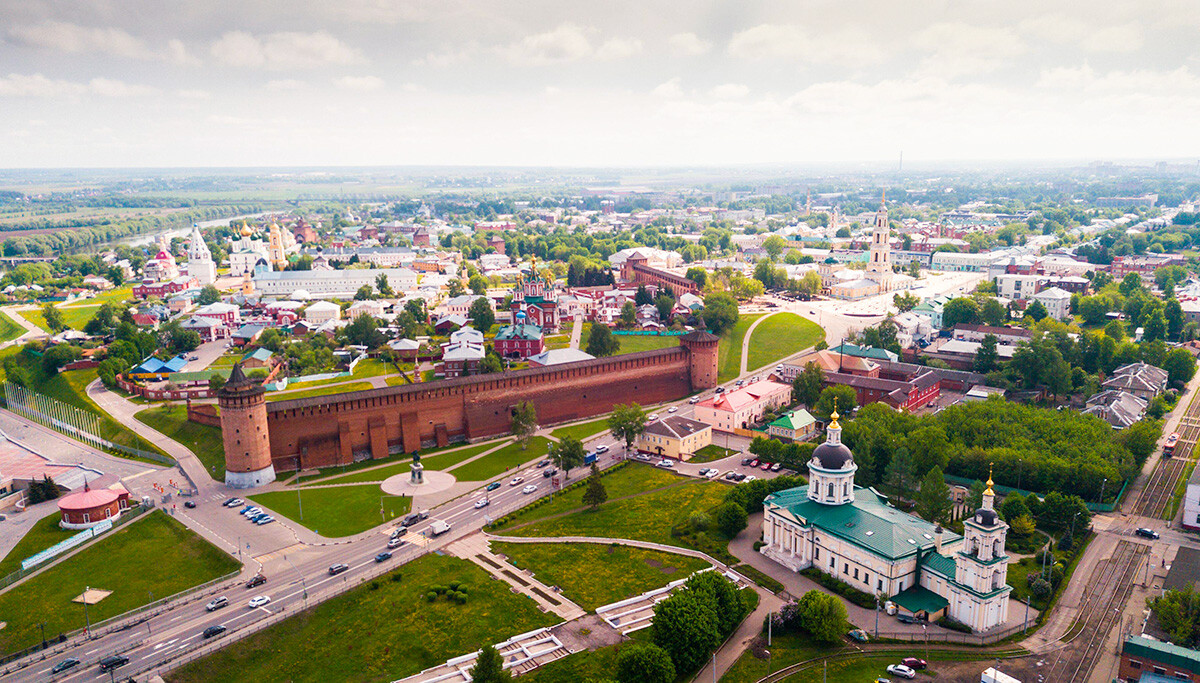 Luftaufnahme des Kremls von Kolomna.
