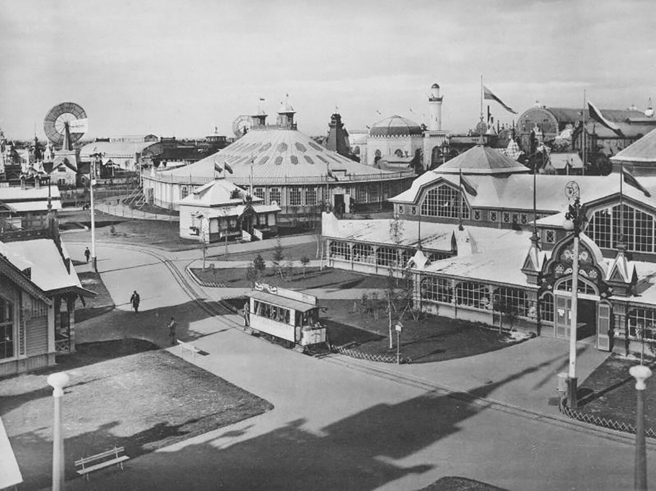 Exhibition pavilions and tram
