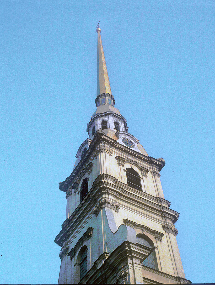 Cathedral of Sts. Peter & Paul. Spire, southwest view. March 9, 1980