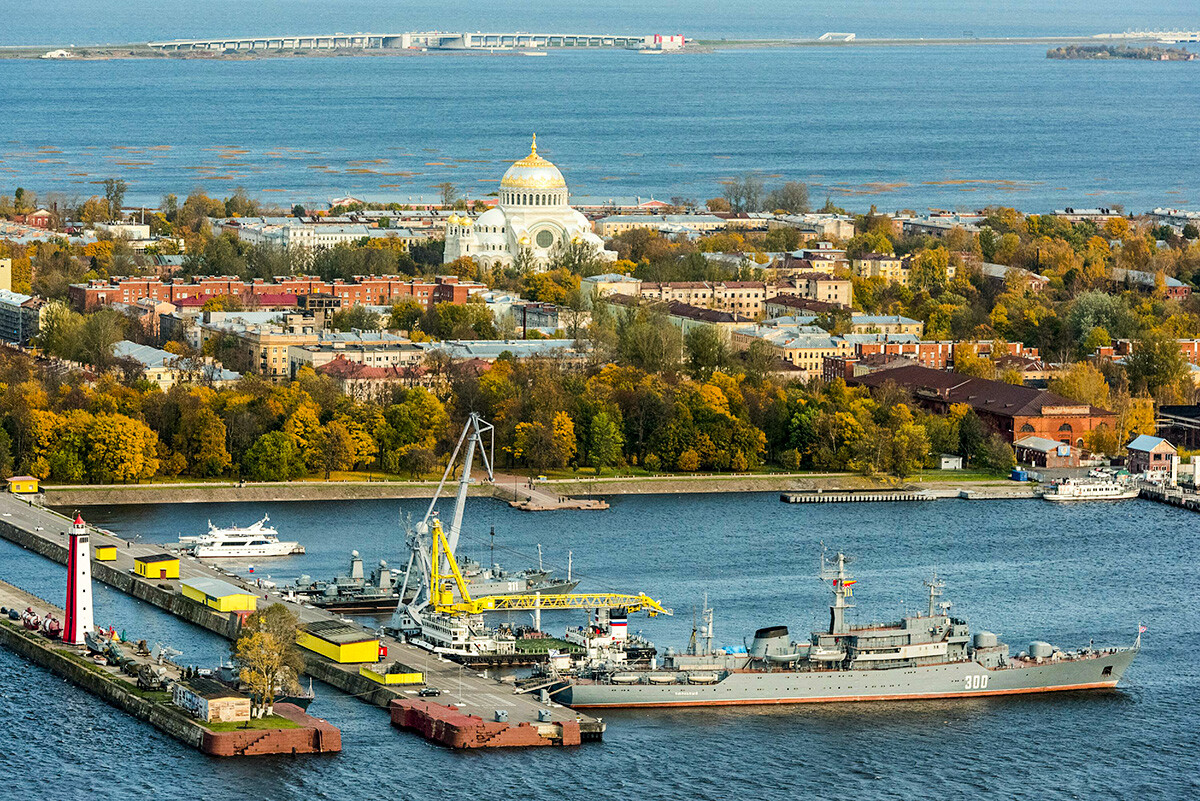 Kotlin Island with the fortified city of Kronstadt