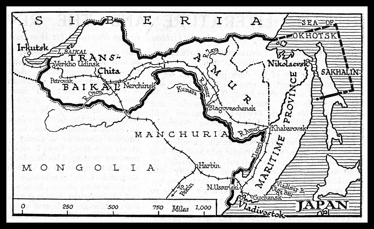 Zemljevid Daljnovzhodne republike leta 1922