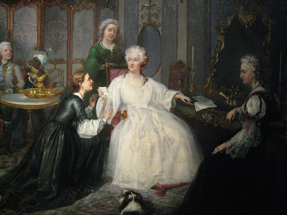 Présentation d'une lettre à Catherine II, d'après le roman La fille du capitaine, 1861