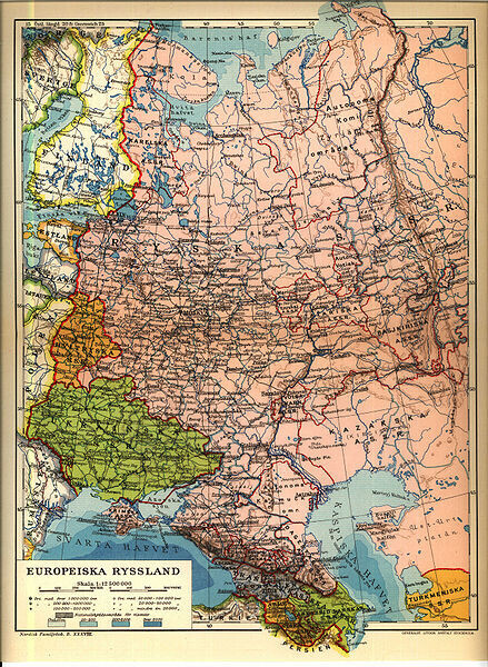Шведска карта на европейската част на СССР, 1928