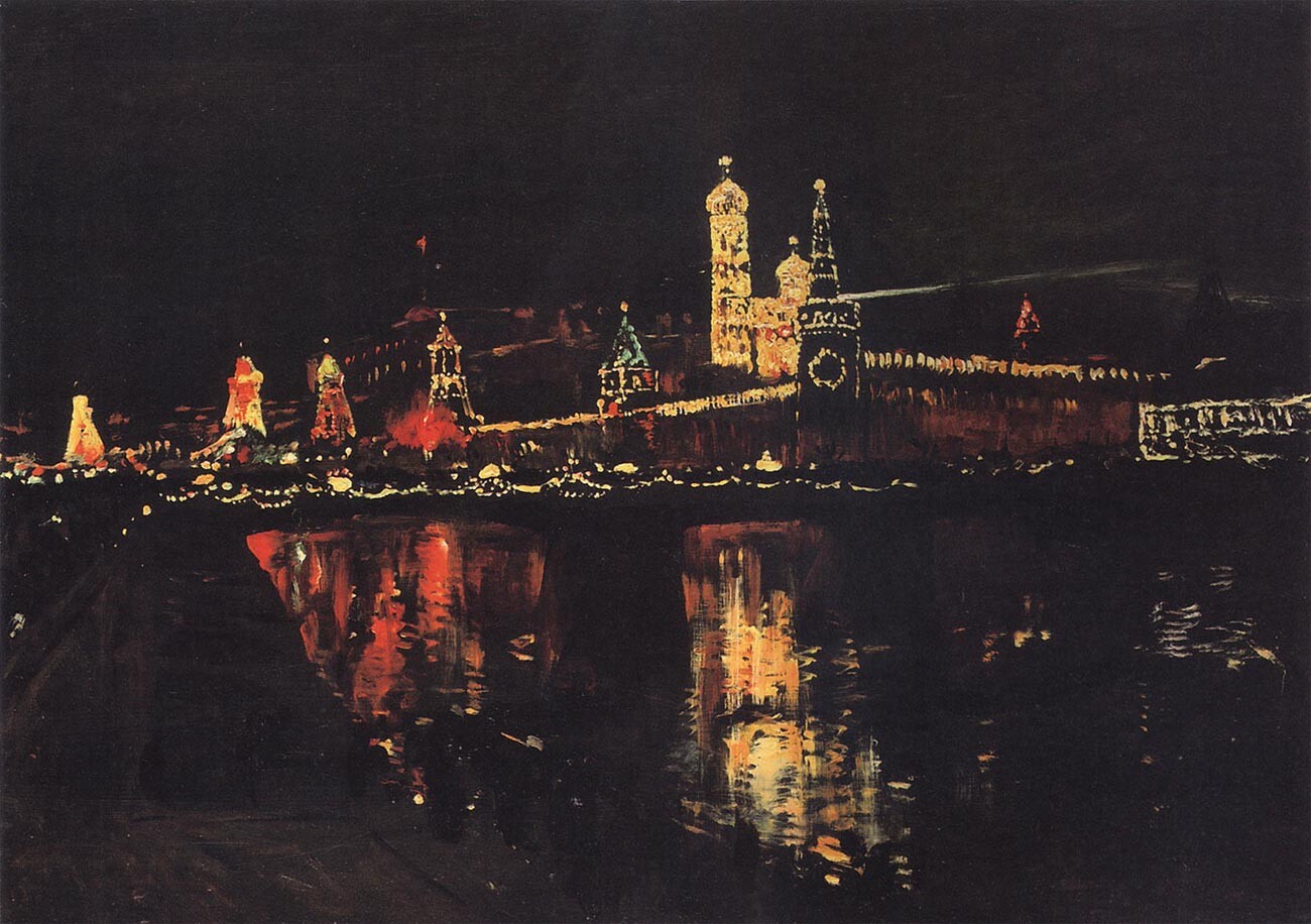 Osvetlitev moskovskega Kremlja med kronanjem Nikolaja II.
