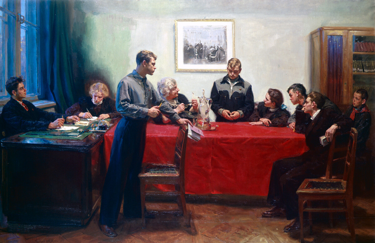 Сергей Григорьев. Обсуждение двойки, 1950