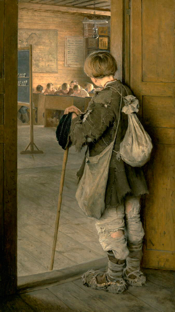 Nikolai Bogdanov-Belsky. At the Doors of a School, 1897

