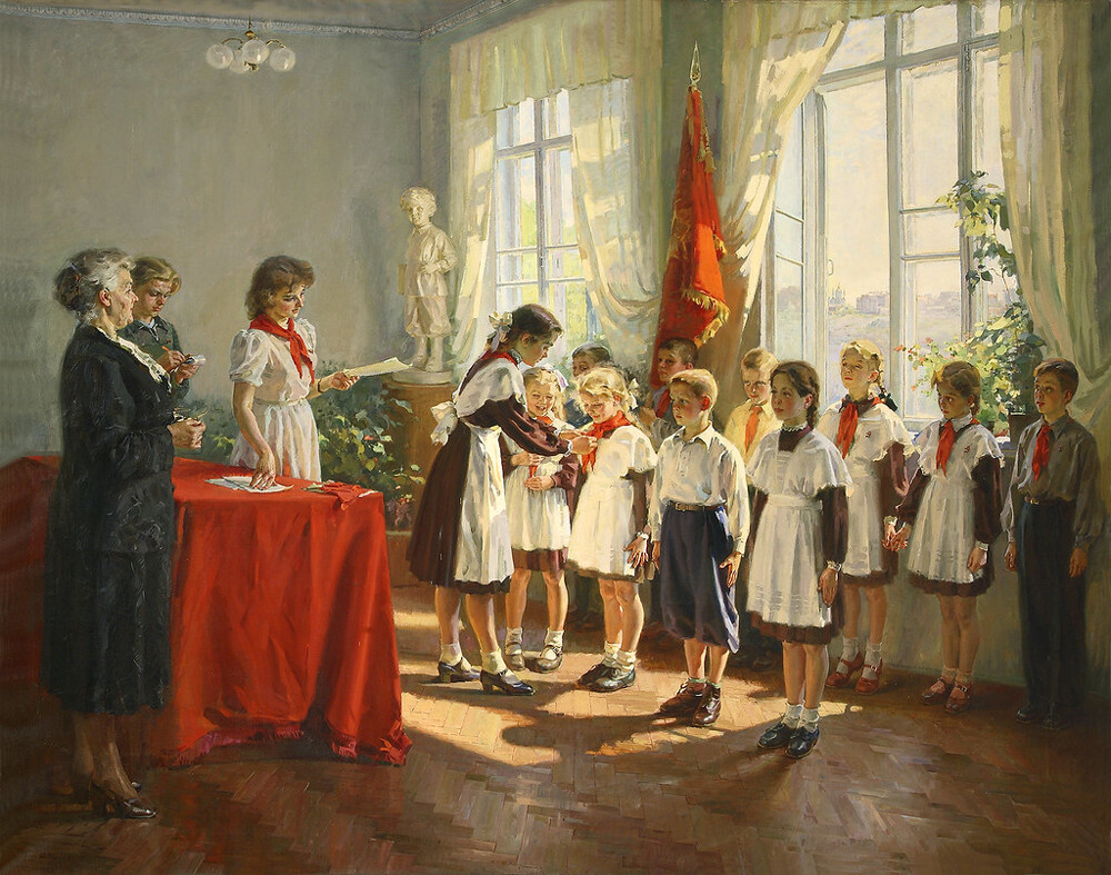 Ivan Tikhy. Admission to the pioneers, 1953