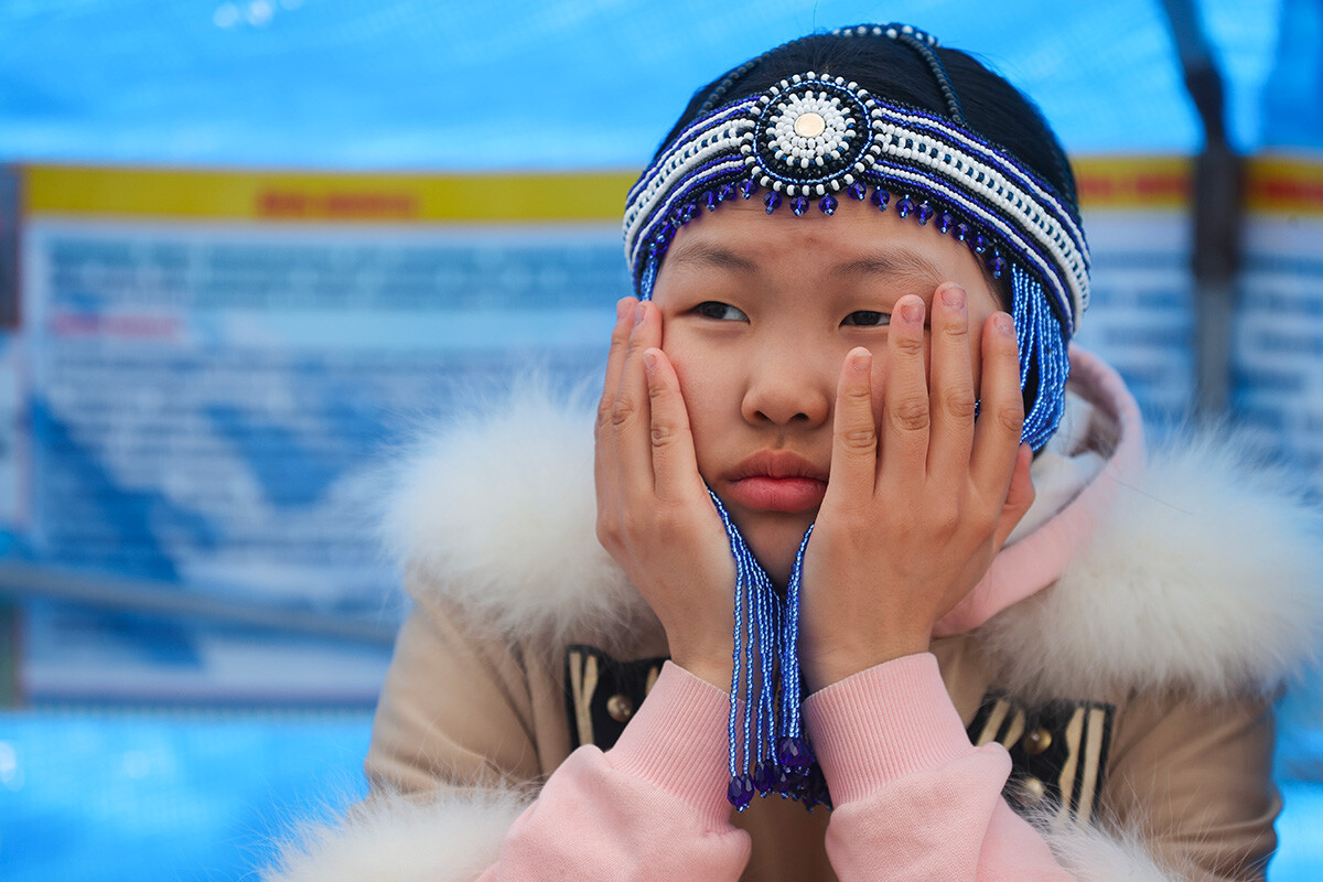 A Yakutian student during the math class. 