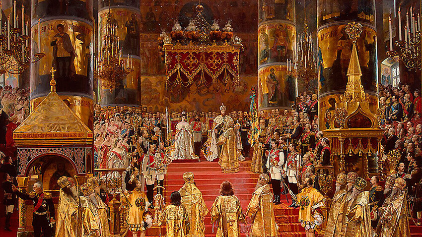 Coronación del emperador Alejandro III y la emperatriz María Fiódorovna. 