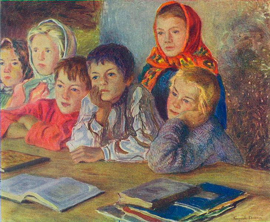 Nikolaj Bogdanov-Belskij, “Bambini a lezione”, 1918
