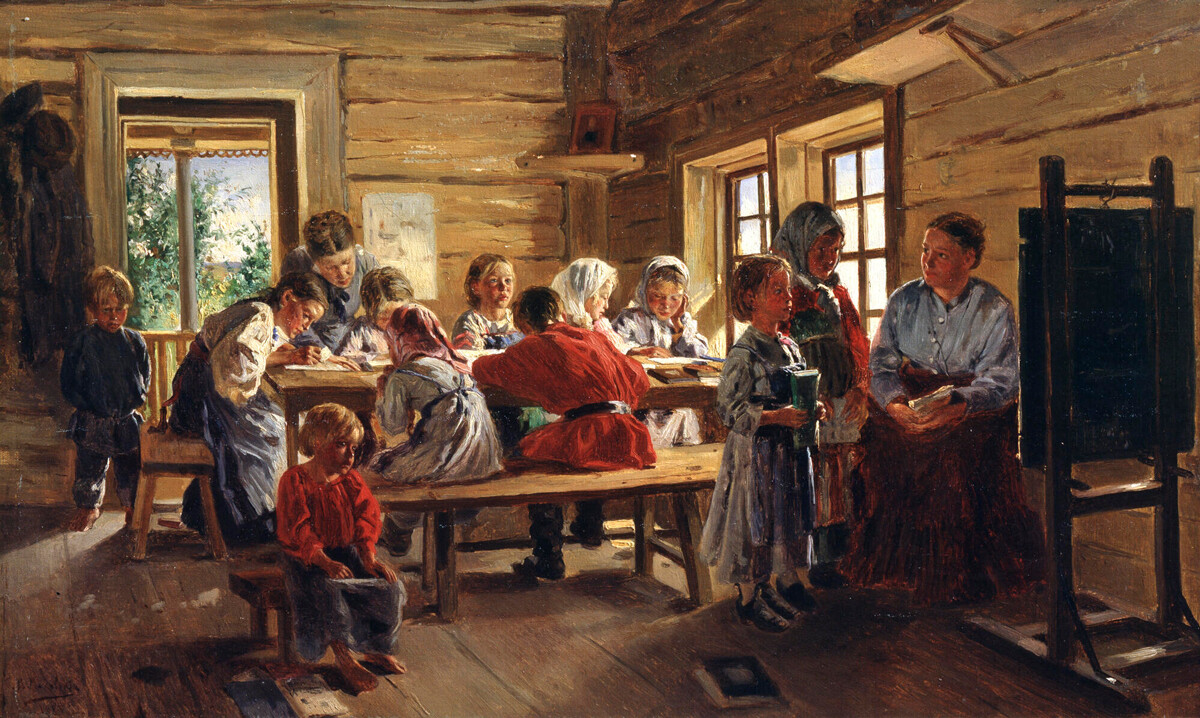 Vladimir Makovski. L’école du village. 1883 

