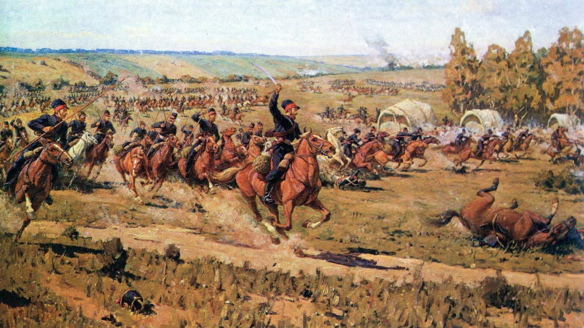 Ataque dos cossacos de Platov na retaguarda do exército napoleônico.