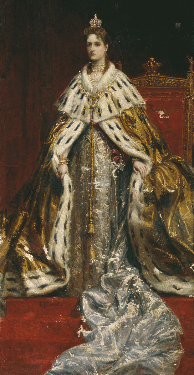 Großes zeremonielles Porträt der Kaiserin Alexandra Feodorovna, 1896.